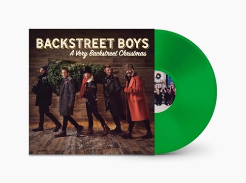 Green vinyl record with album cover featuring five men in winter coats walking together.