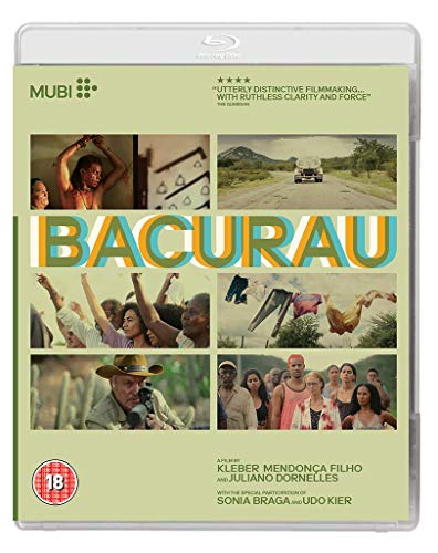 Blu-ray cover for the film Bacurau featuring a collage of scenes and film title.