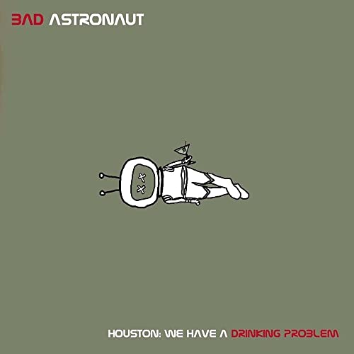 Album cover: cartoon astronaut floating with a cocktail, olive green background.
