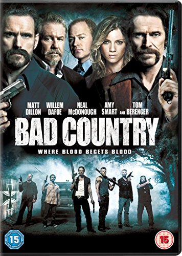 Bad Country" DVD cover featuring cast portraits and armed figures.