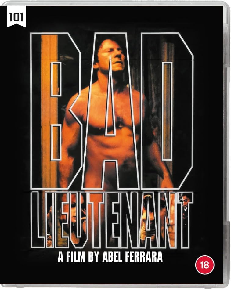 Bad Lieutenant" Blu-ray cover with a distressed portrait and bold title.