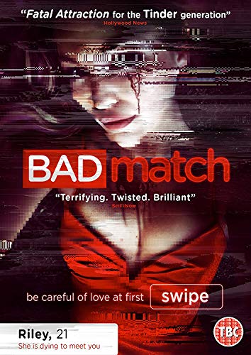 DVD cover for "Bad Match" featuring a distressed woman with glitch effects.