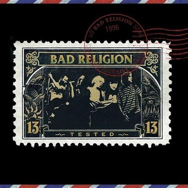 Album cover art designed as a postage stamp featuring the band Bad Religion.