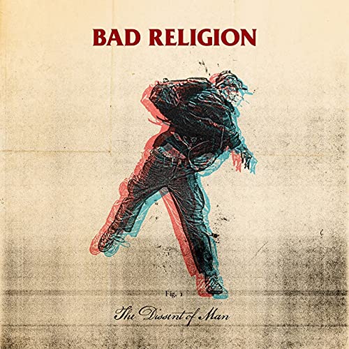 Bad Religion album cover: distorted image of a man falling, beige background.