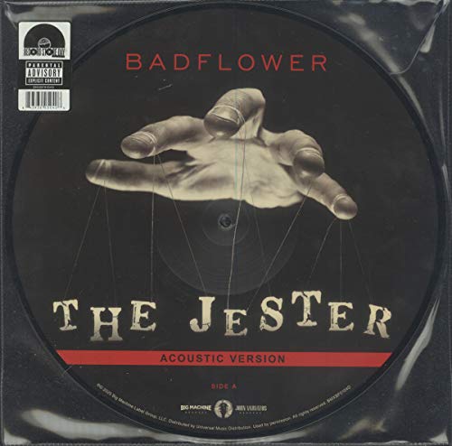 Black vinyl record with a hand manipulating marionette strings, titled "The Jester.