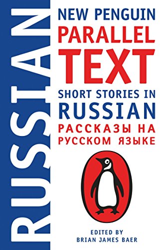 Book cover for New Penguin Parallel Text Short Stories in Russian with penguin logo.