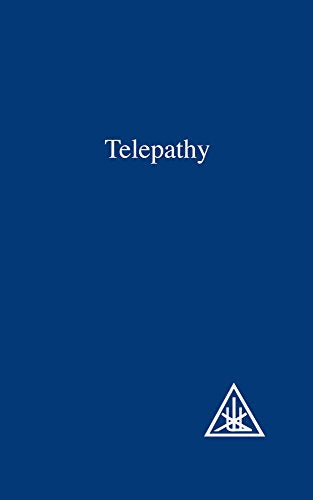 Book cover: dark blue background, white text "Telepathy", triangle symbol.