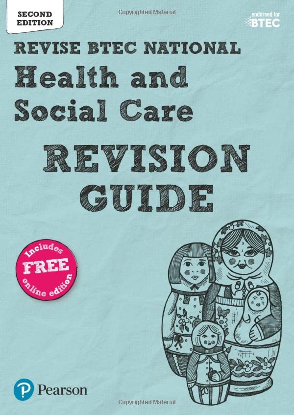 Front cover of Pearson REVISE BTEC National Health and Social Care revision guide.