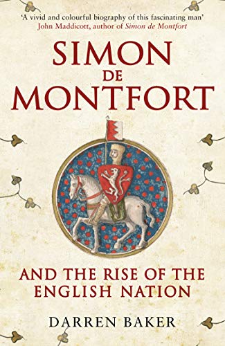 Book cover featuring Simon de Montfort on horseback with a red flag.