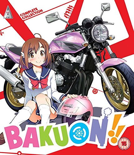 Anime girl with a pink motorcycle, Blu-ray collection cover.
