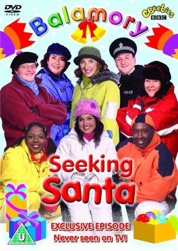 Balamory cast in winter clothing on the "Seeking Santa" DVD cover.