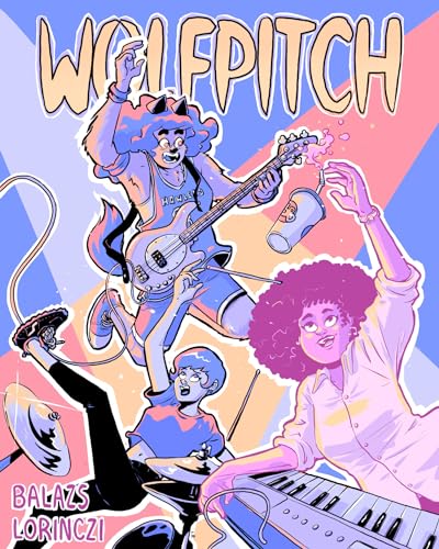 Colorful cartoon illustration of a band playing music, titled "Wolfpitch".