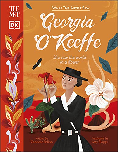 Book cover featuring Georgia O'Keeffe with flowers and a butterfly.