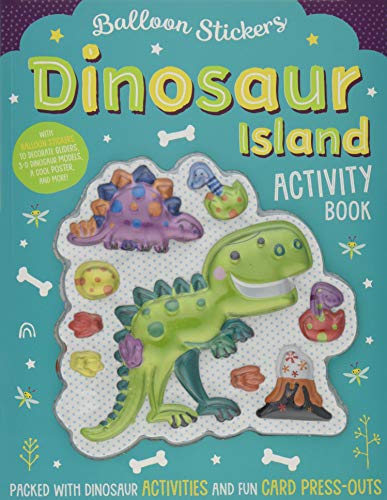 Children’s activity book cover featuring colorful cartoon dinosaurs and stickers.