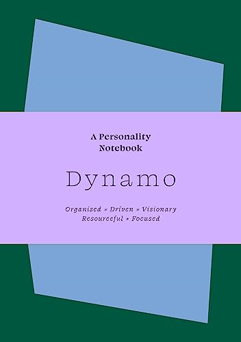 Purple and blue notebook titled “Dynamo: A Personality Notebook.”