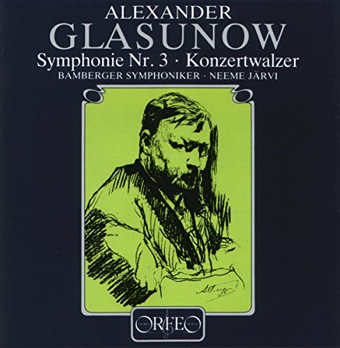 CD cover for Glazunov's Symphony No. 3 featuring a sketched portrait.