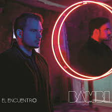 CD cover for "Bambi - El Encuentro" featuring two men and a red neon circle.