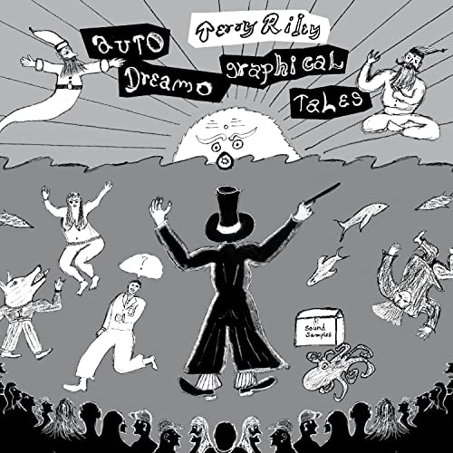 Black and white album cover with whimsical, illustrated figures and text.