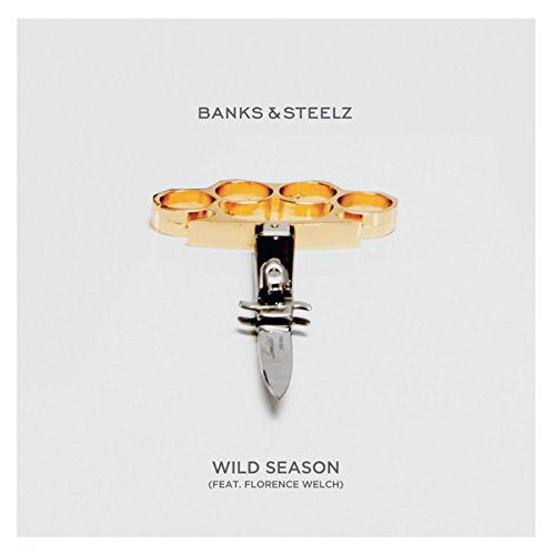 Banks & Steelz album cover: brass knuckles with a blade, white background.