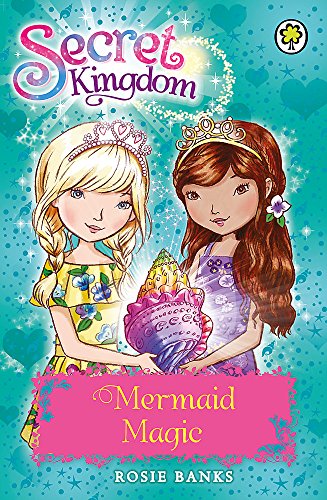 Book cover featuring two young princesses and a colorful, magical creature.