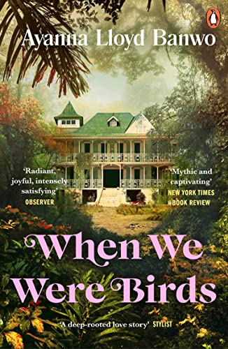 Book cover with a large colonial house surrounded by lush greenery.
