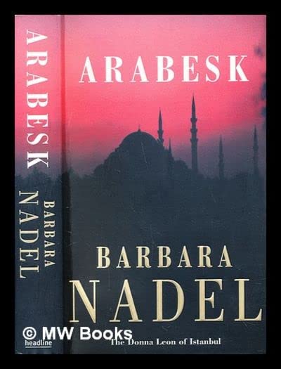 Book cover: red and dark cityscape with white title, “Arabesk” by Barbara Nadel.