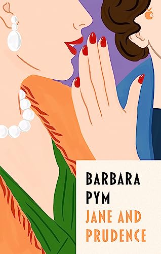 Illustration of a woman whispering, with text reading Barbara Pym Jane and Prudence.