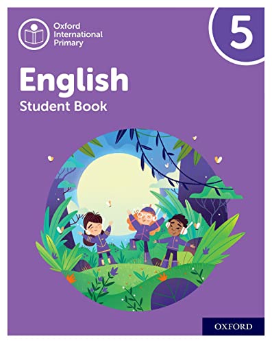 Oxford International Primary English Level 5 student book cover with three children in nature.
