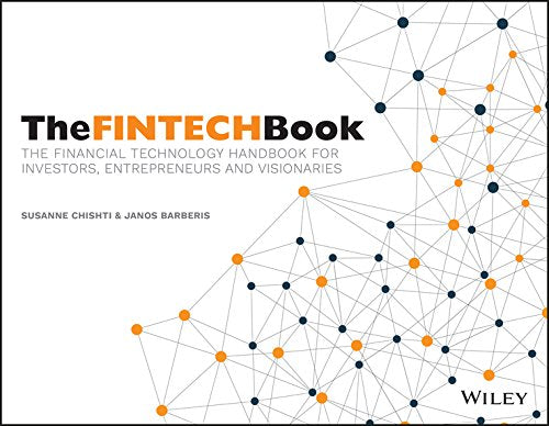 Book cover with blue and orange network graphic, titled "The FINTECH Book".