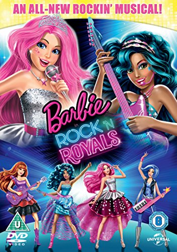 Barbie Rock 'n Royals DVD cover featuring Barbie and friends with instruments.