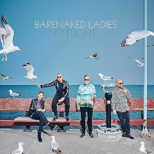 Barenaked Ladies album cover, featuring the band and seagulls by the sea.