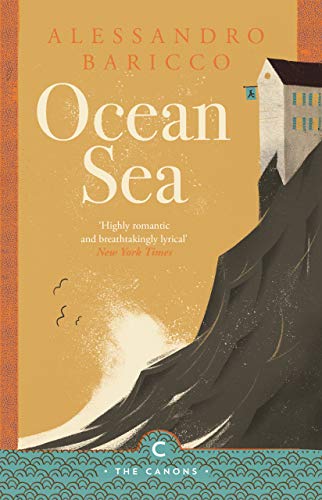 Book cover: "Ocean Sea (Canons)" by Alessandro Baricco, with coastal illustration.