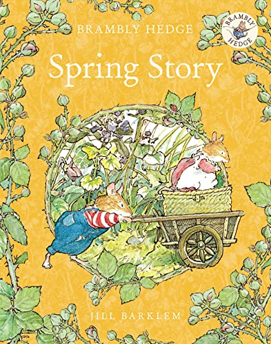 Book cover: mice pulling a cart with flowers, yellow background.