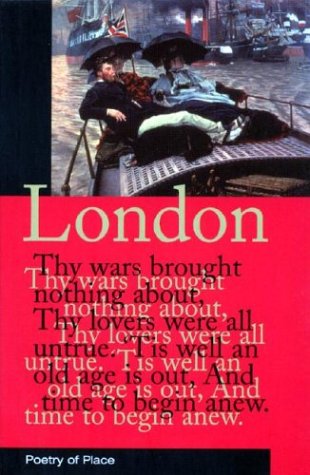 Book cover: "London: Poetry of Place" with vintage illustration of people on the Thames.