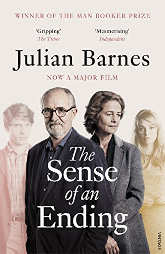 Book cover for “The Sense of an Ending” with three faces.