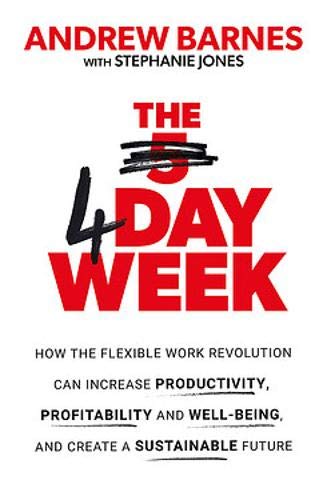 Book cover: "The 4 Day Week" with red text and author names.