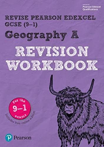 Front cover of a purple Pearson Edexcel GCSE Geography A revision workbook featuring a cow.
