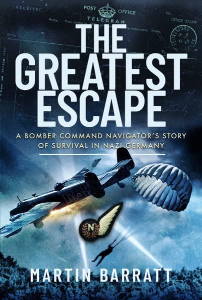 Book cover depicting a WWII bomber, parachute, and falling airman.