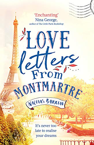 Book cover with Eiffel Tower, colorful lettering, and Parisian street scene.