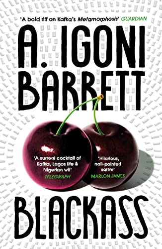 Book cover with large black text, two cherries, and a textured white background.