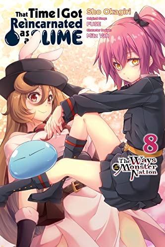 Manga cover featuring two young women and a small blue slime creature.
