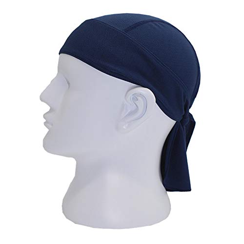 Dark blue skullcap displayed on a white mannequin head.