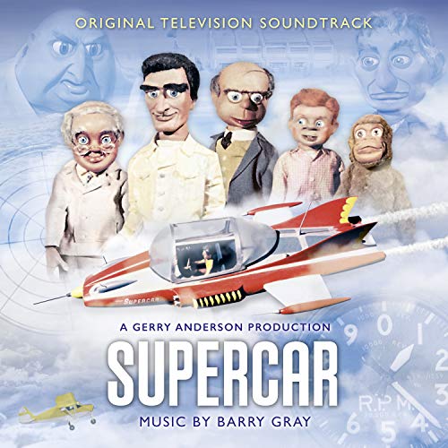 Supercar" vinyl soundtrack cover featuring puppet characters and a red vehicle.
