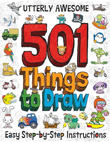 Book cover with large red “501” and illustrated doodles surrounding text.