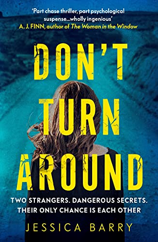 Book cover: woman with back to viewer on a dark road.