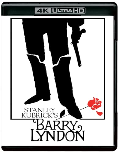 Blu-ray cover for “Barry Lyndon” featuring a silhouetted figure with a rose.