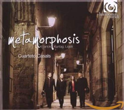 CD cover: Bartok's "Metamorphosis" with a quartet walking in an alley.