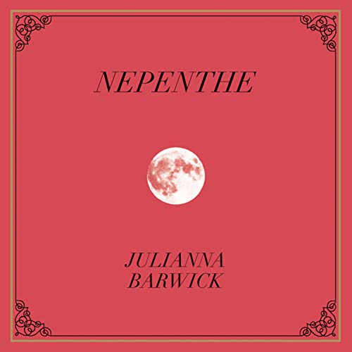 Red CD cover with white text, a moon, and ornate corner designs.