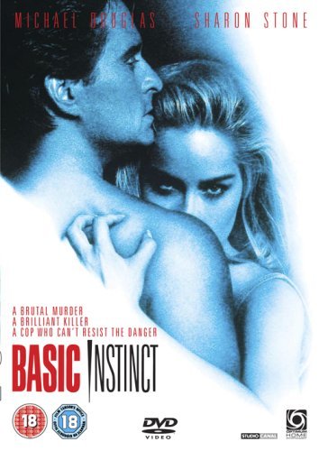 DVD cover for “Basic Instinct” featuring Sharon Stone and Michael Douglas.