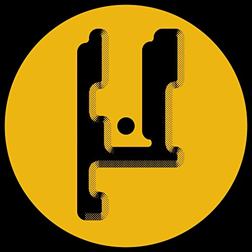 Yellow circle with a black, stylized letter “H” design inside.